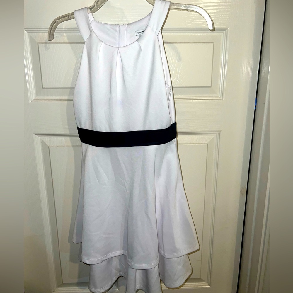 Calvin Klein white dress with black band